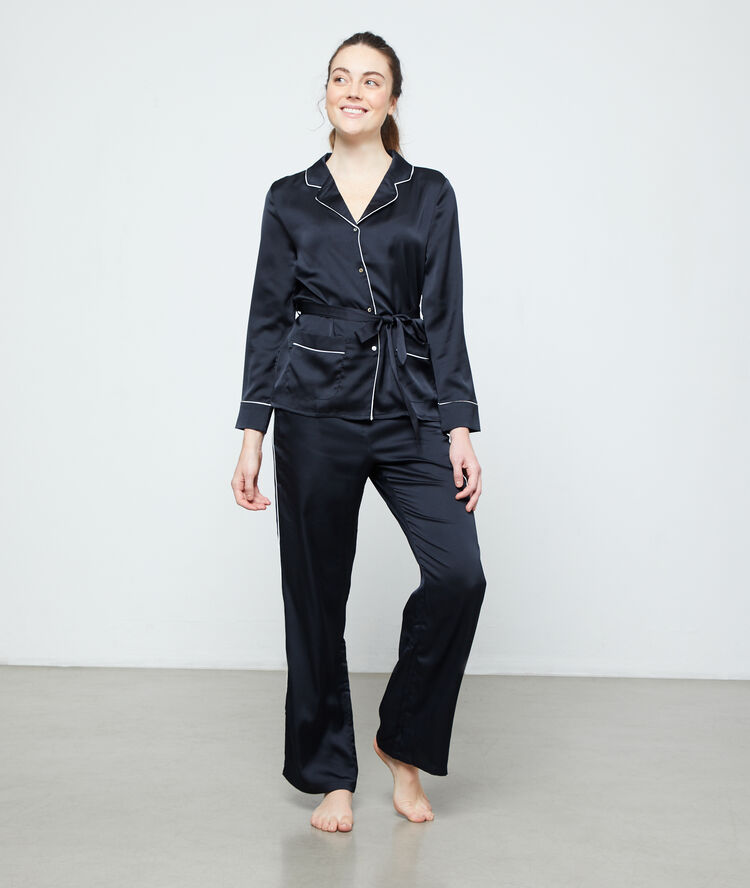 Pantalon de pyjama d'homme satiné noir.