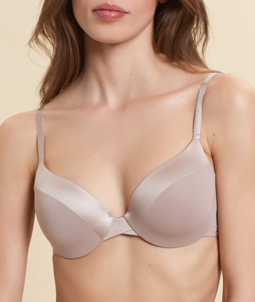 Soutien-gorge n°5 - coques fines en microfibre taupe.