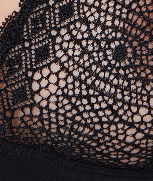 Triangle sans armatures en dentelle, dos nageur noir.