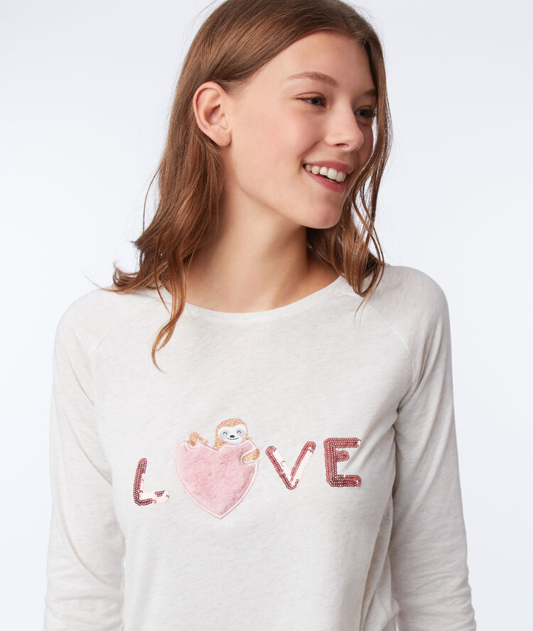 Pyjama trois pièces "love" rose.