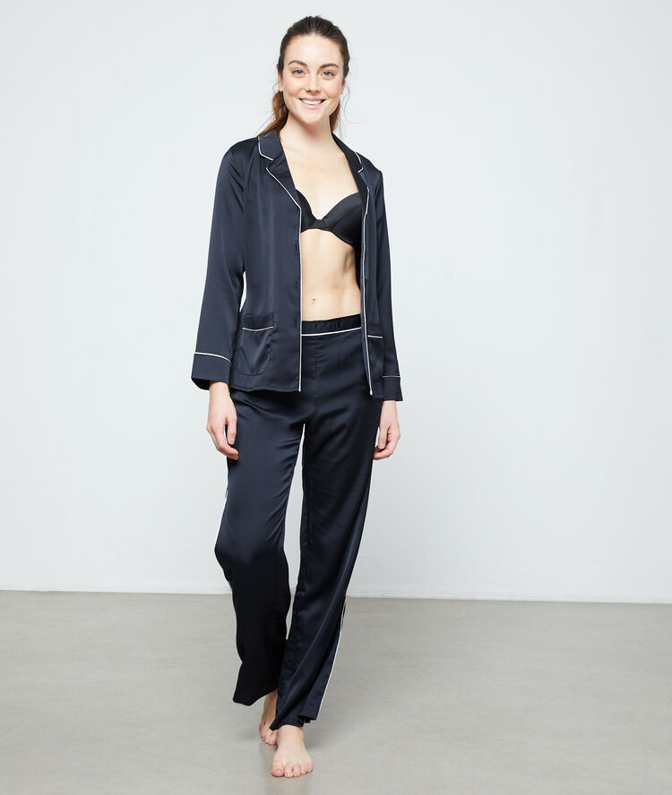 Pantalon de pyjama d'homme satiné noir.