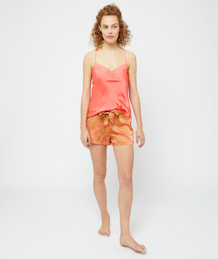 Short satiné ceinturé orange.