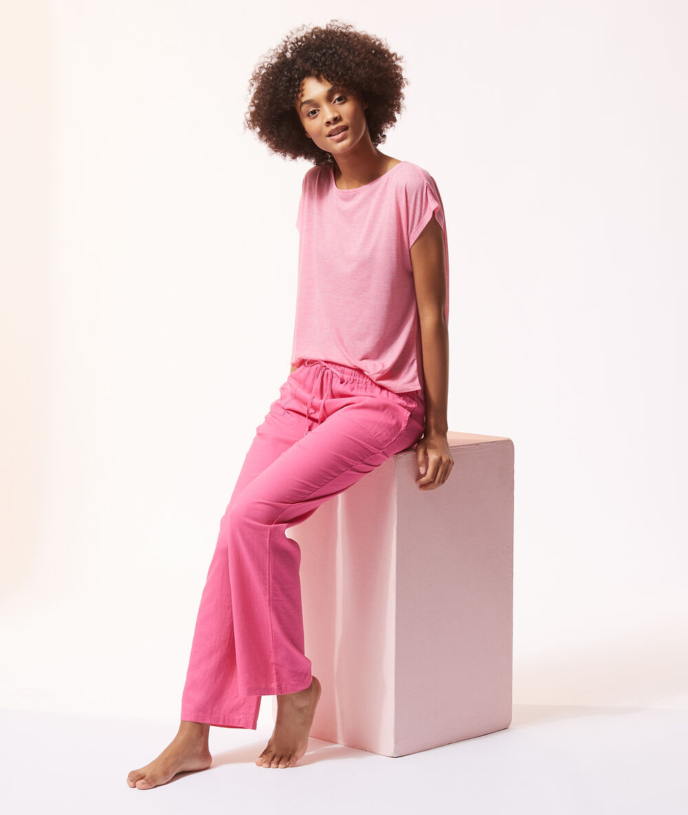 Pantalon à nouer rose.