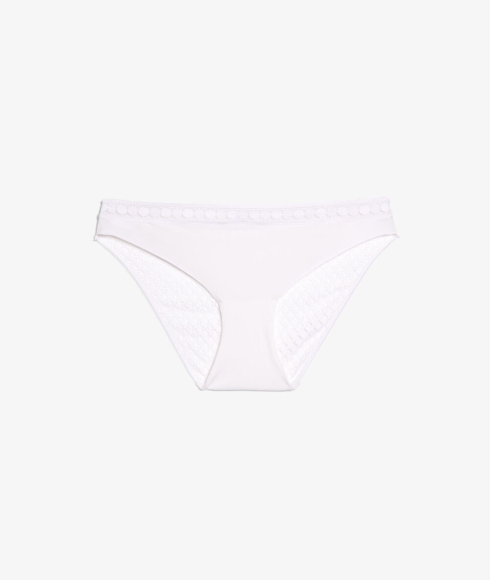 Slip en microfibre et dentelle blanc.