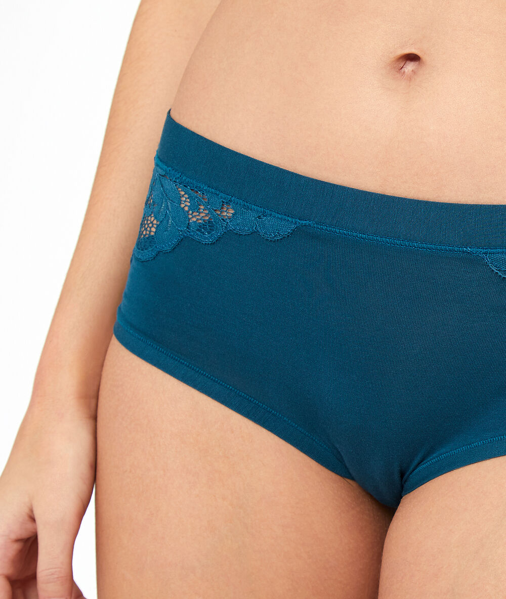 Shorty avec dentelle bleu canard.