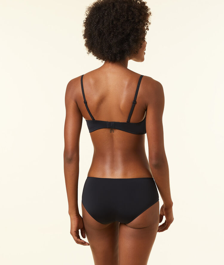 Bandeau microfibre push up, bretelles amovibles - bonnets a et b noir.