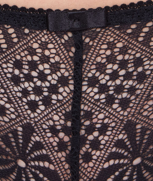 Shorty dentelle graphique noir.