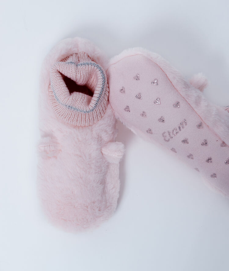 Chaussons bottines fourrées rose.