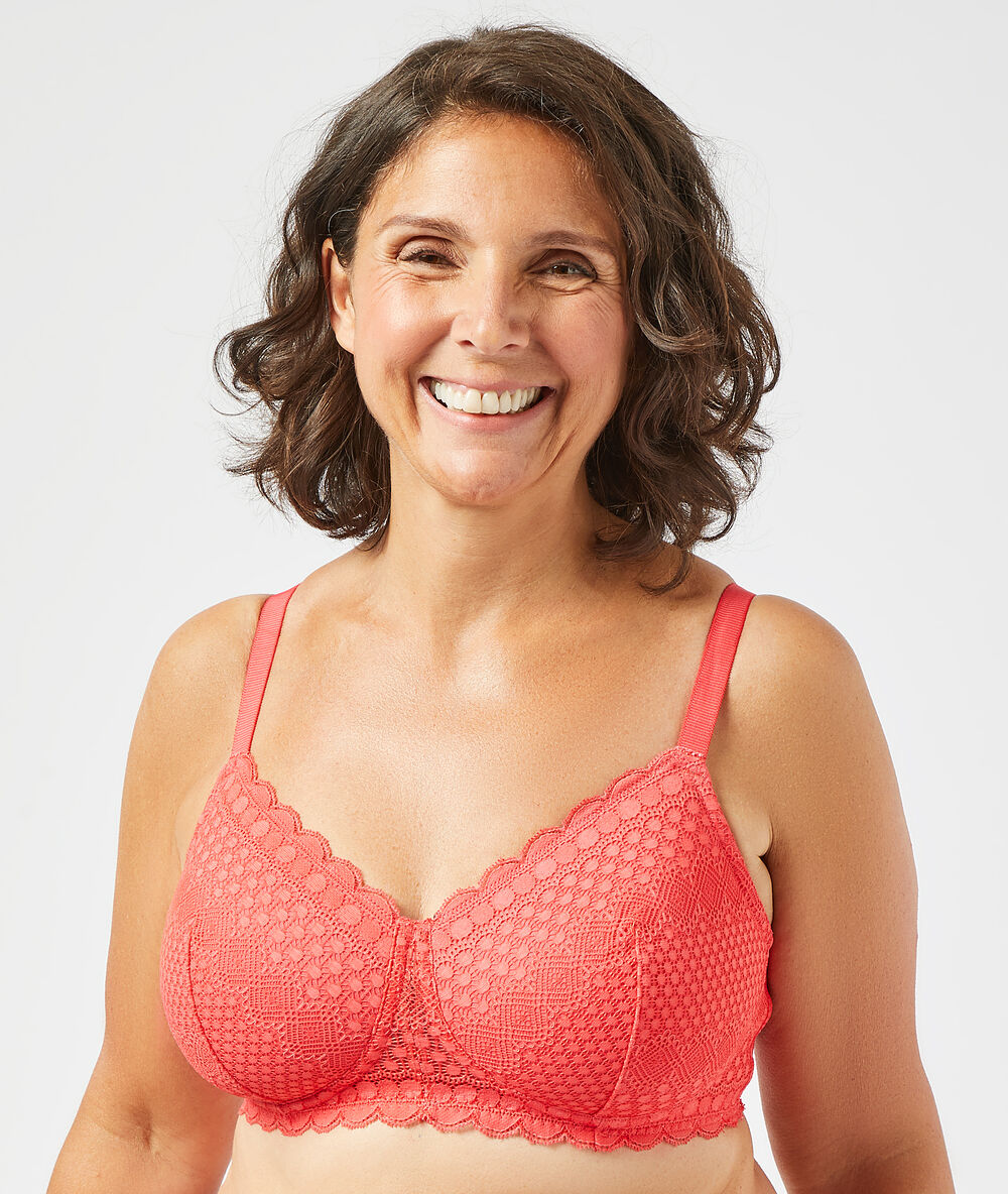 Soutien-gorge post-mastectomie coques fines corail.