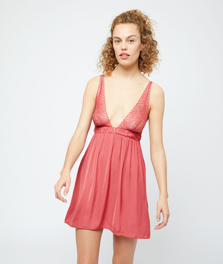 Nuisette haut tout dentelle rose.