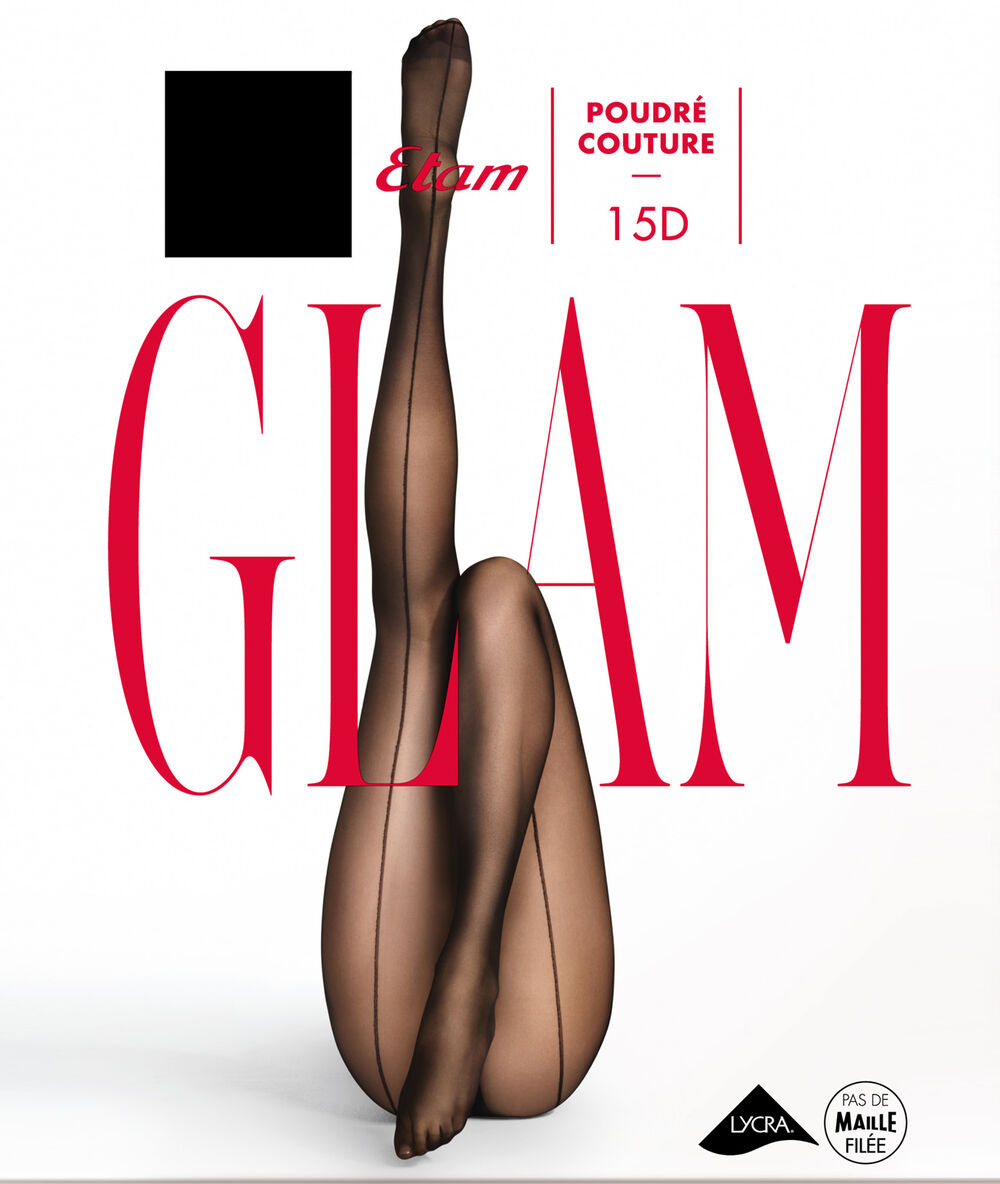 Collants voile 15d couture dos noir.