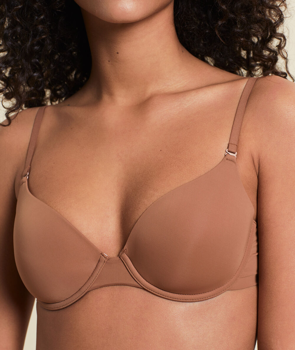Soutien-gorge n°5 - coques fines microfibre bronze.