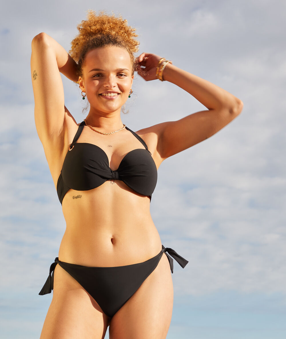 Haut de maillot de bain coques fines noir.