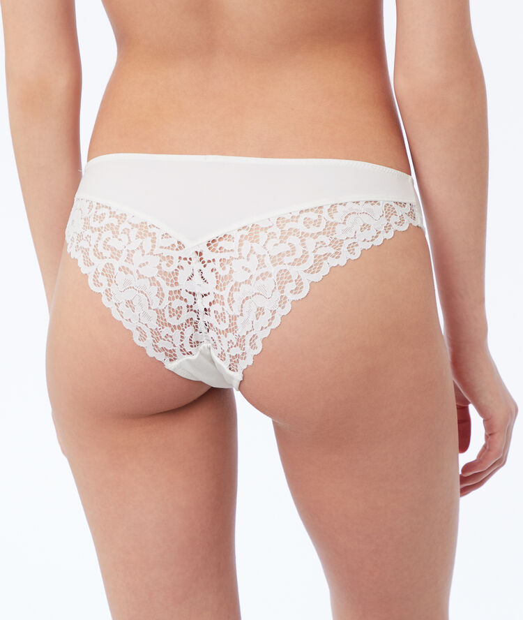 Culotte dentelle et microfibre ecru.