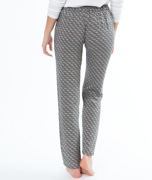 Pantalon fluide imprimé bandana kakhi.