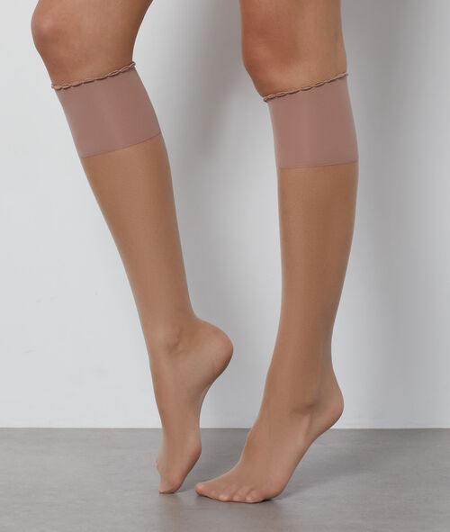 2 paires de mi-bas 15D poudré 2 paires de mi-bas 15D poudré