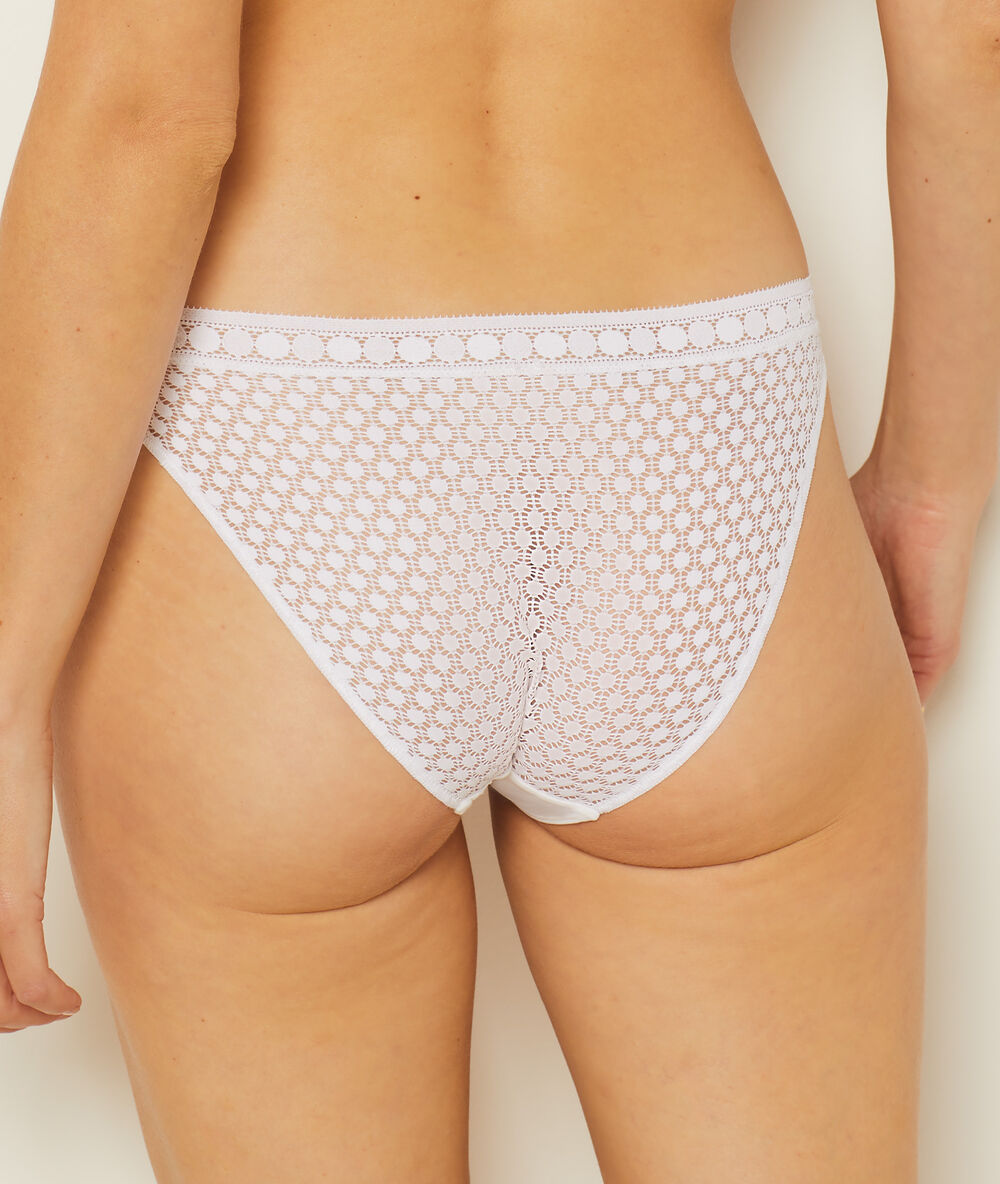 Slip en microfibre et dentelle blanc.