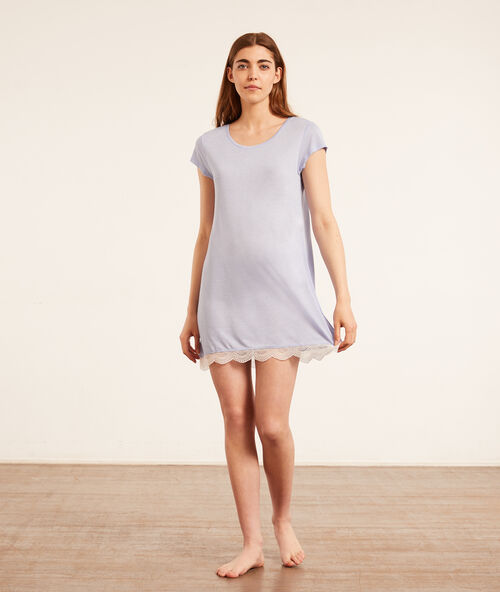 Chemise de nuit bas dentelle gris.
