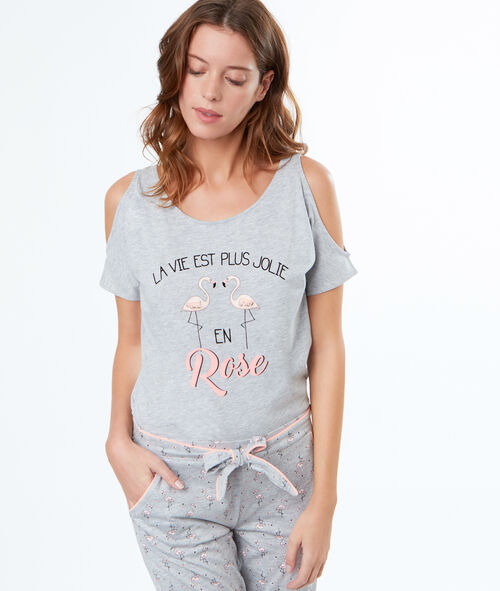 T-shirt épaules dénudées à message T-shirt épaules dénudées à message