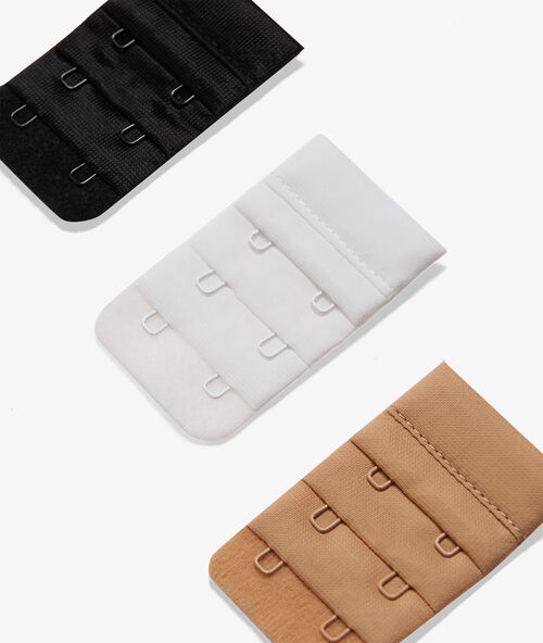 3 prolongateurs de soutien-gorges blanc / beige / noir.