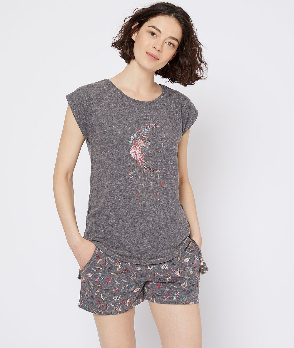 T-shirt à imprimé lune anthracite.