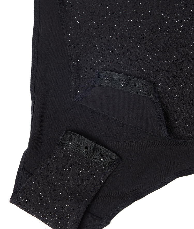 Body brillant en microfibre à dos échancré noir.