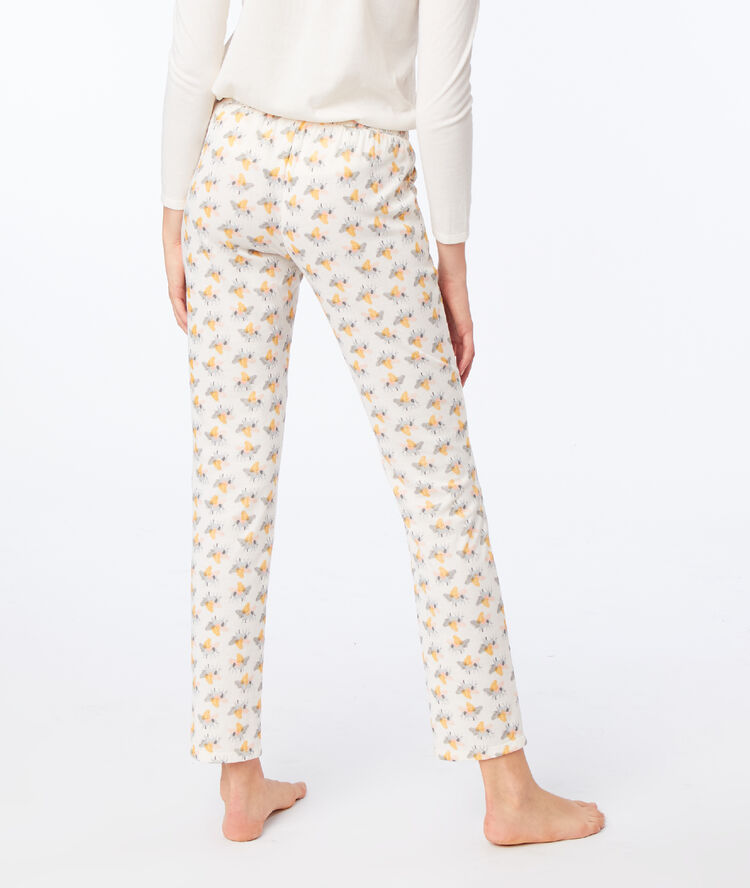 Pantalon noué imprimé éléphants ecru.