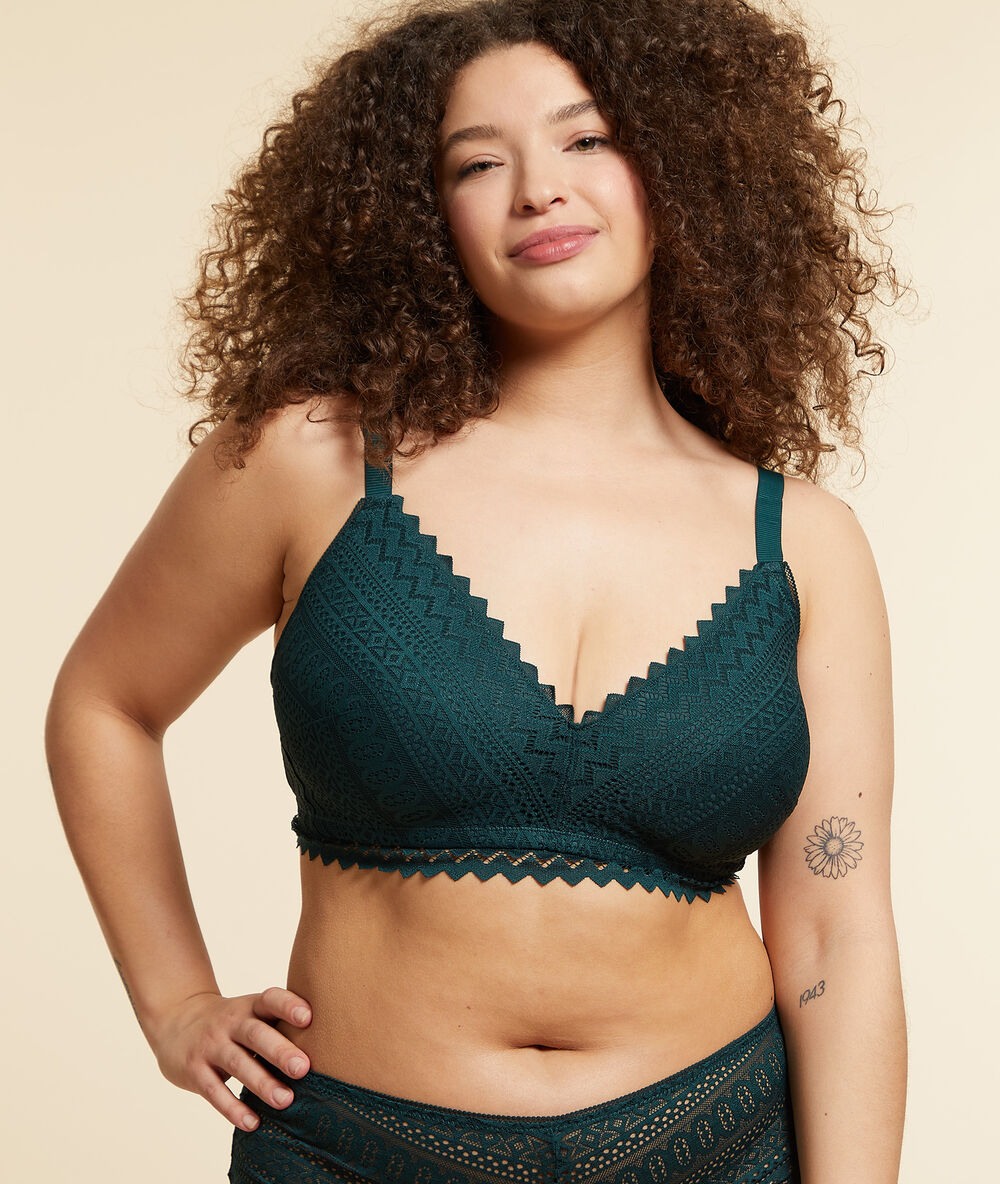 Soutien-gorge sans armatures coques fines vert sapin.