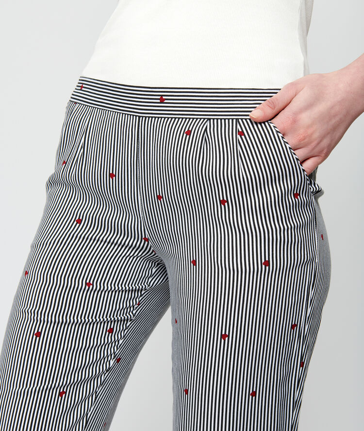 Pantalon rayé ecru.
