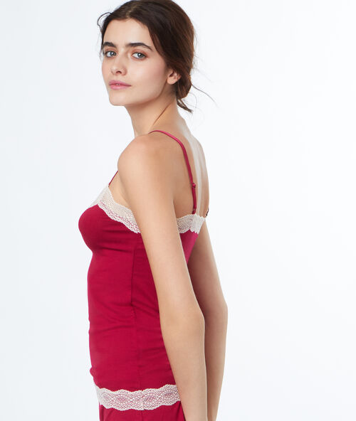 Top viscose dentelle bordeaux.