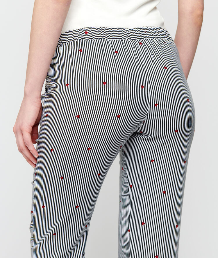 Pantalon rayé ecru.
