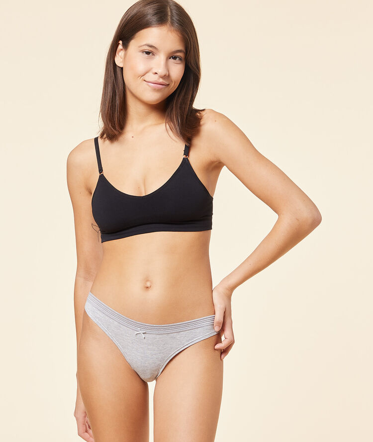 Lot de 3 tangas en coton noir/gris/blanc.