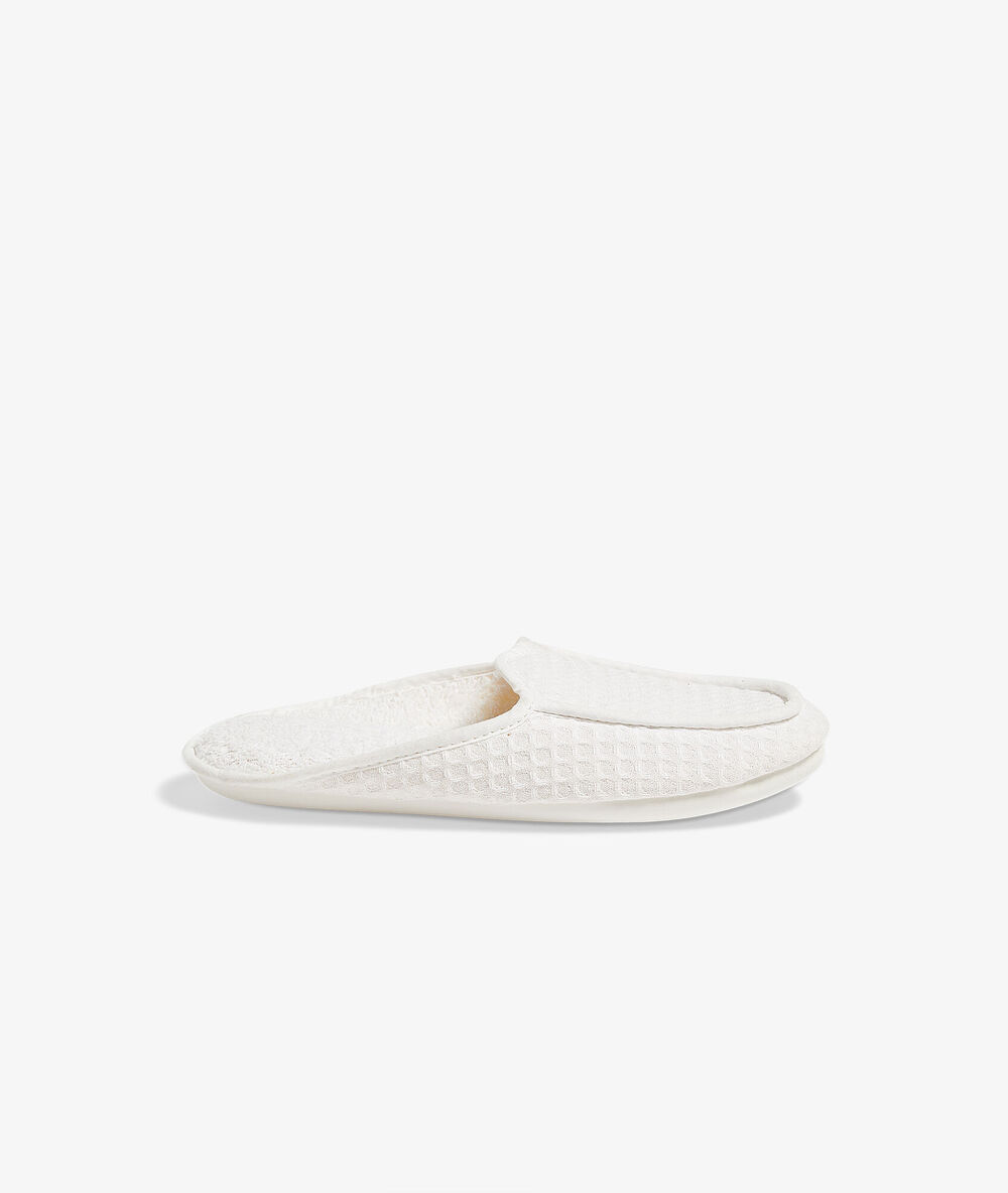 Mules maille nid d'abeille blanc.