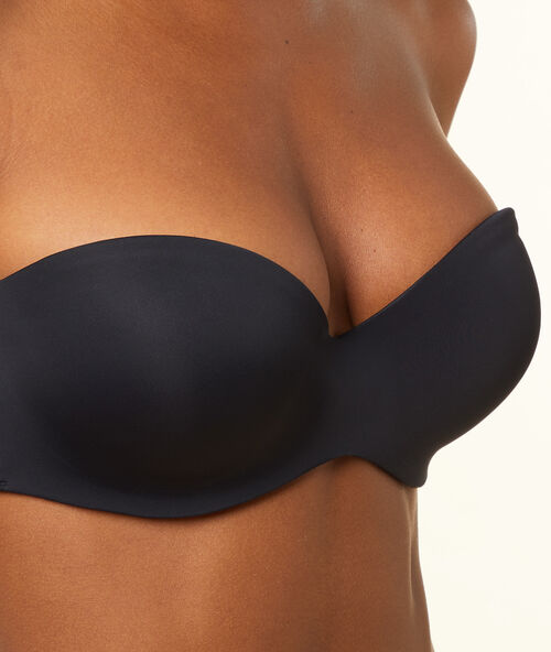 Bandeau micro push up, bretelles amovibles noir.