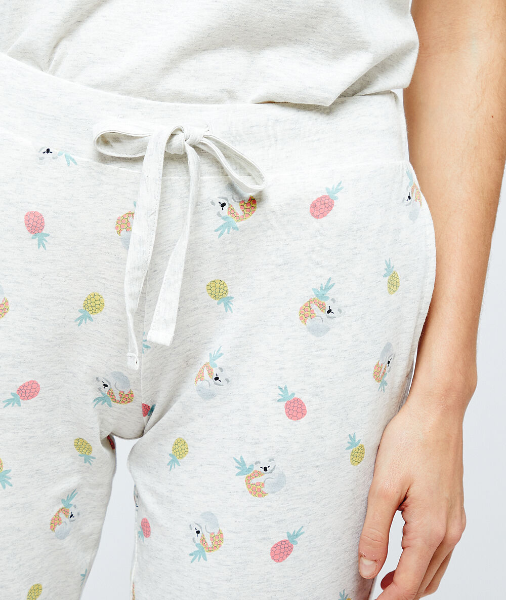 Pantalon imprimé koalas ecru.