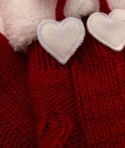 Chaussettes d'intérieur fourrées rouge.