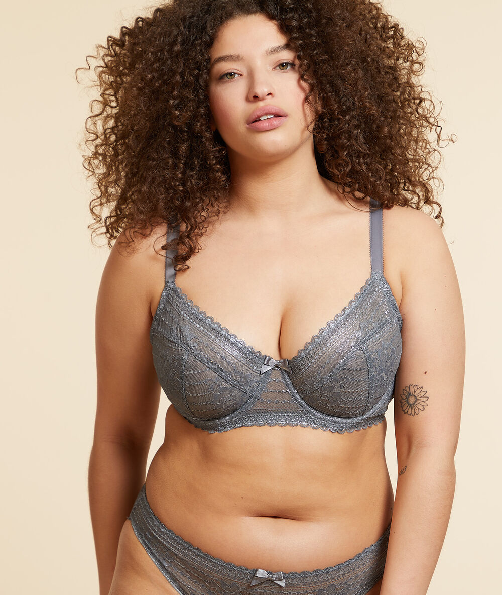 Soutien-gorge corbeille sans coques imp bleu vert.