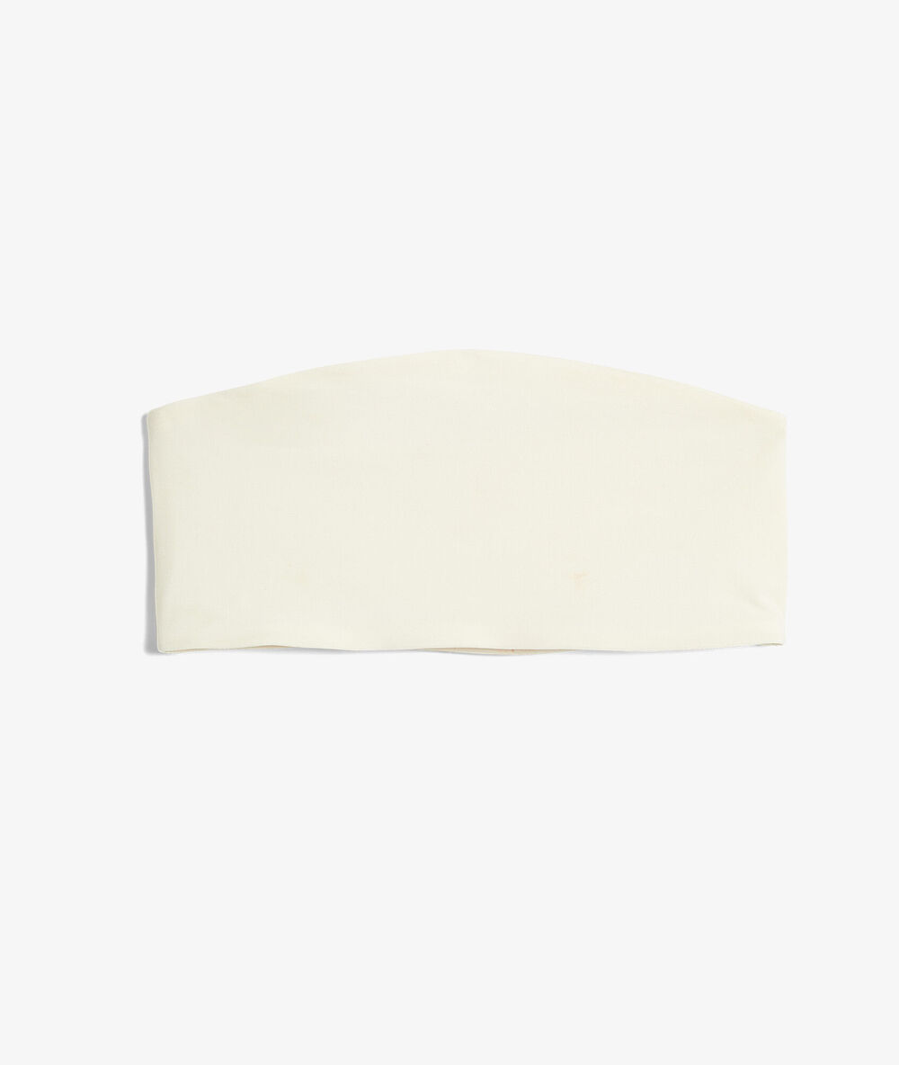 Bandeau réversible en dentelle et microfibre extensible ecru.