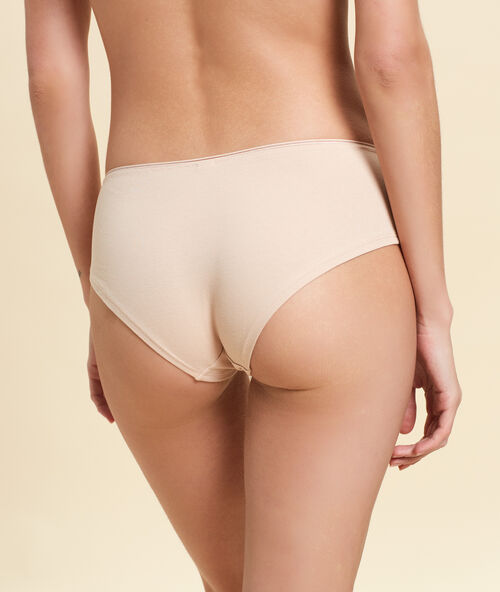 Shorty uni, bande ajourée blush.