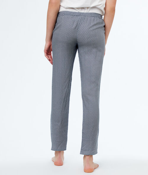 Pantalon micro imprimé bleu.