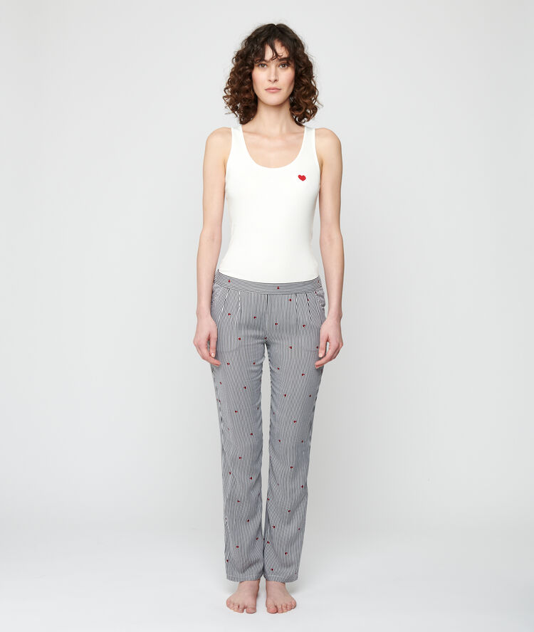Pantalon rayé ecru.