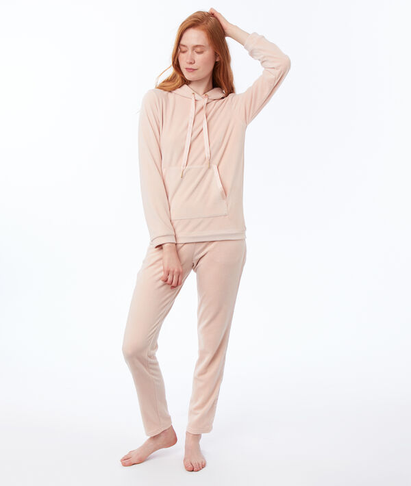 Pantalon homewear velours bande satin Pantalon homewear velours bande satin