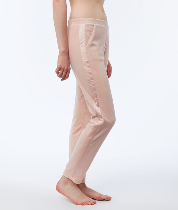 Pantalon homewear velours bande satin Pantalon homewear velours bande satin