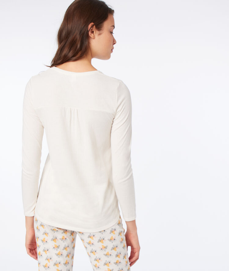 T-shirt manches longues éléphant ecru.