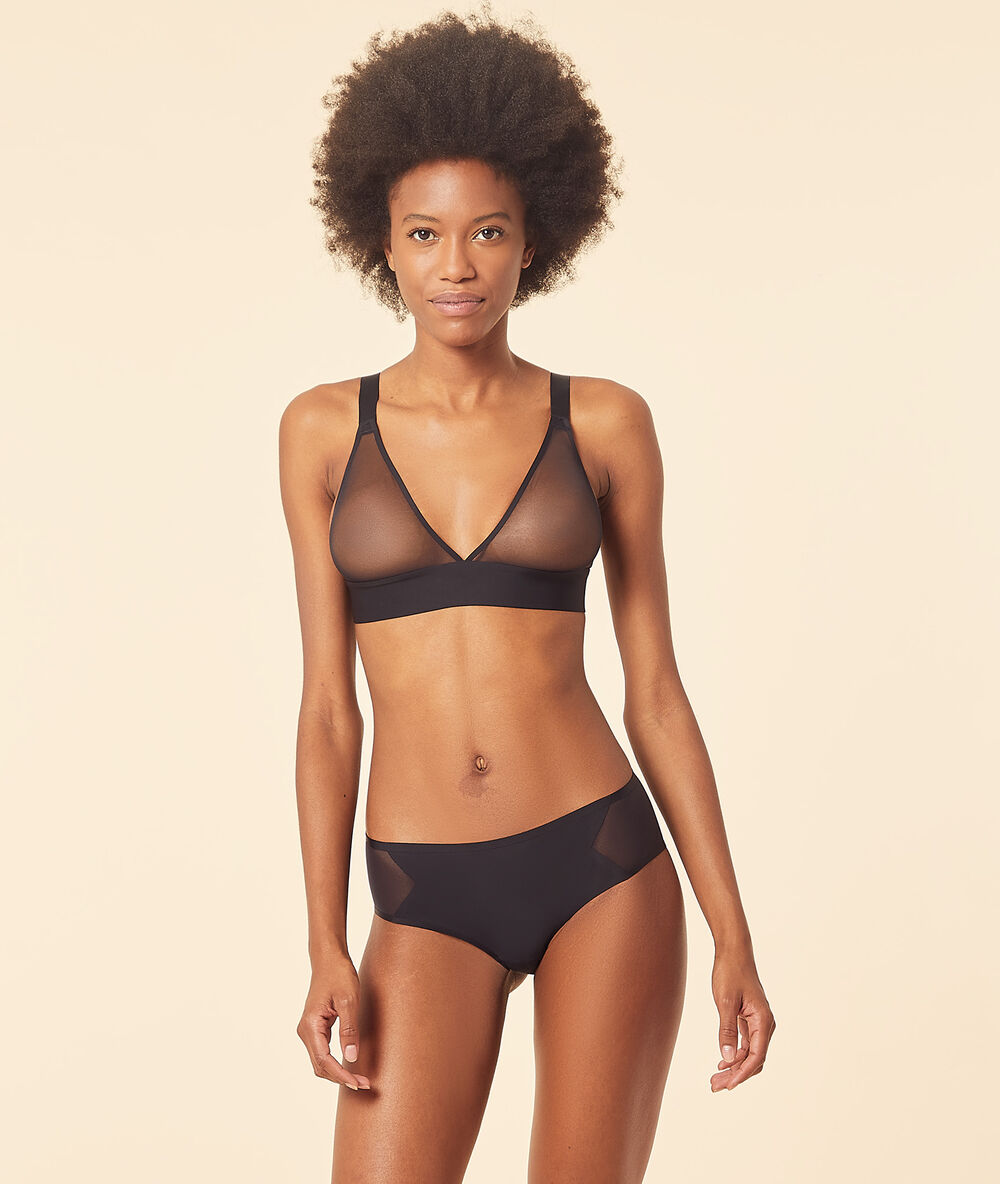 Shorty en microfibre et mesh invisible noir.