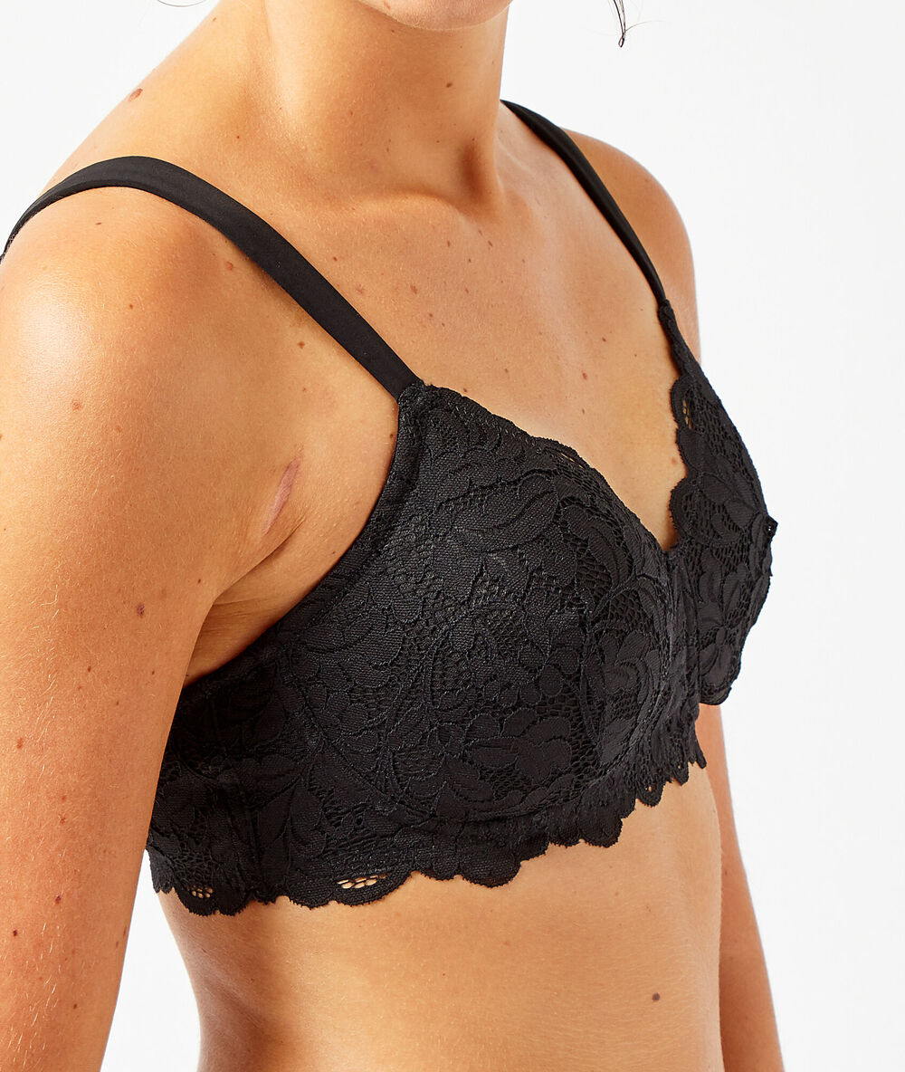 Soutien-gorge post-mastectomie coques fines noir.