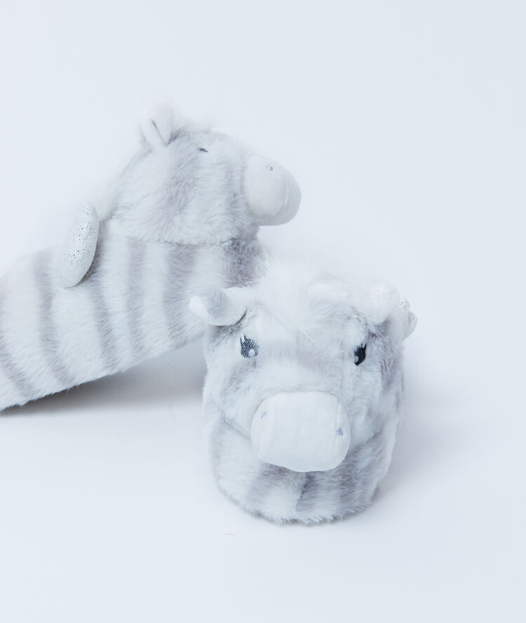 Chaussons 3d zèbre gris.