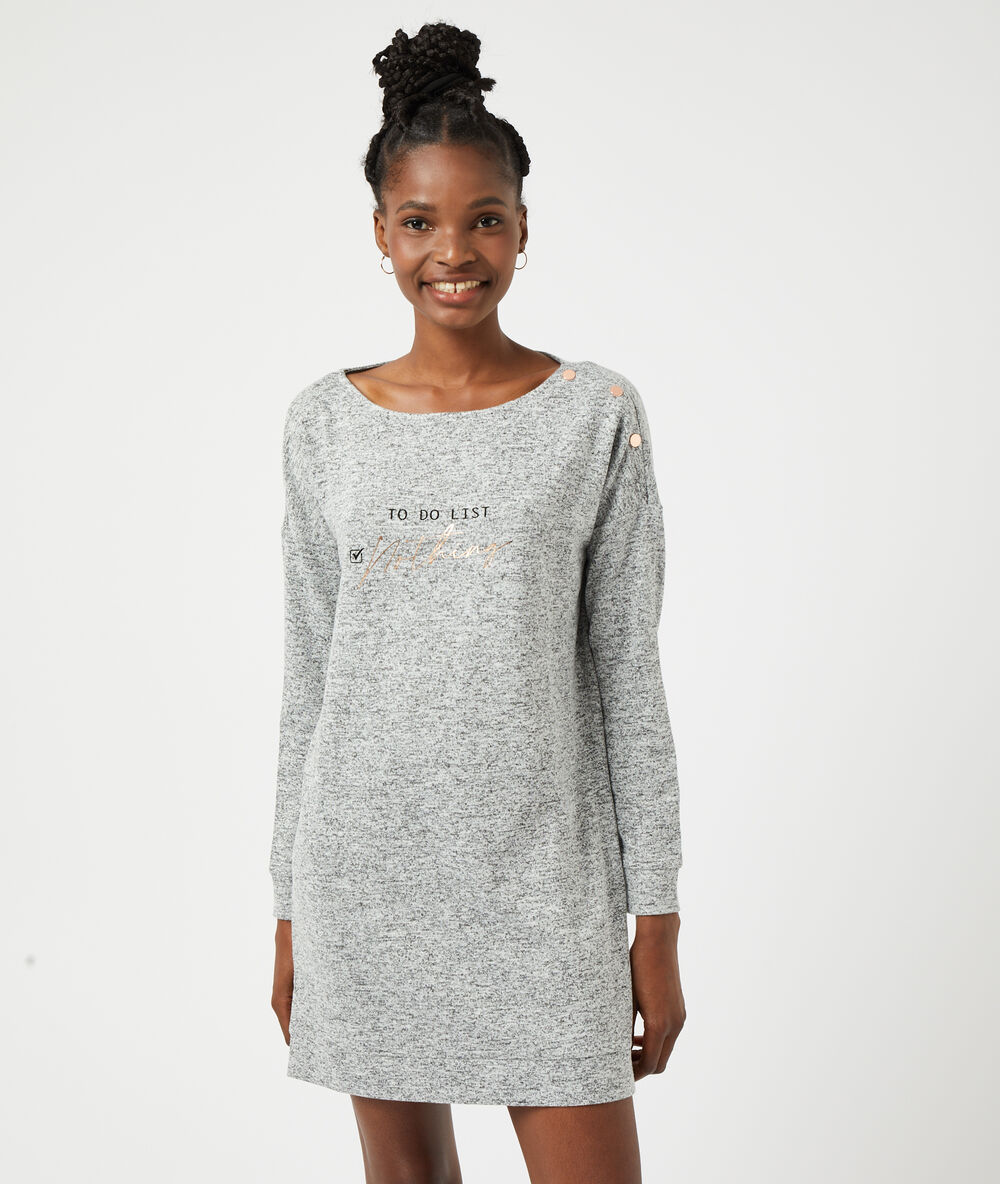Chemise de nuit "to do list: nothing" gris.