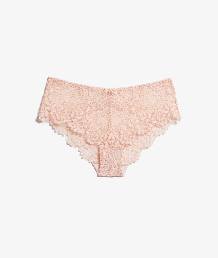 Shorty en dentelle rose poudre.