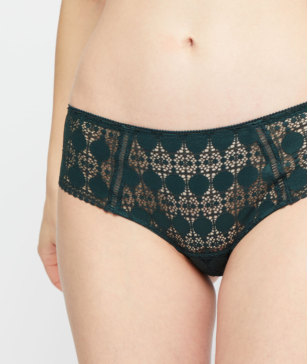 Shorty en dentelle vert sapin.